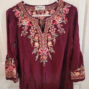 Burgundy Embroidered Belle Shirt